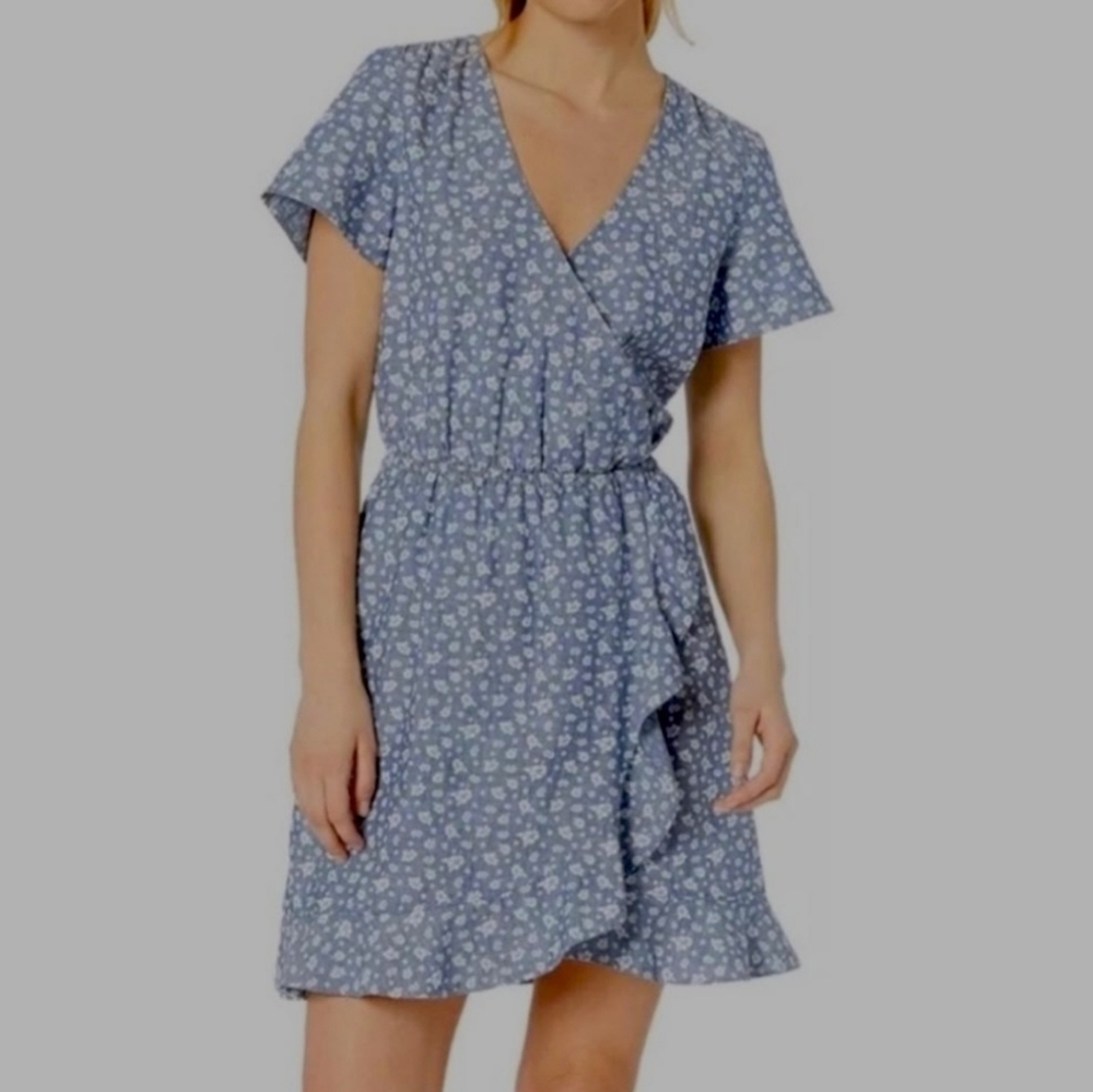 J.crew floral vneck wrap midi dress